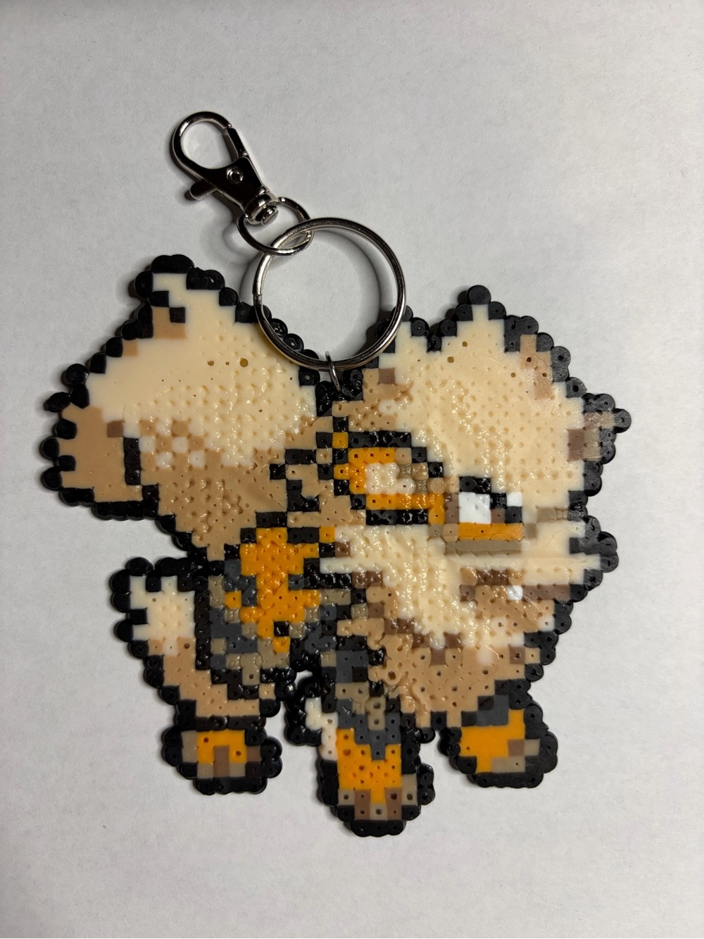 Pokemon Pixel Arcanine Keychain - Beige, Yellow, Black